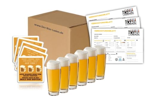 BIER VERKOSTUNGSSET mit Gläsern, Bierdeckeln und Verkostungsbögen für zu Hause Geschenk Tasting Bierprobe von ELBSCHLUCK