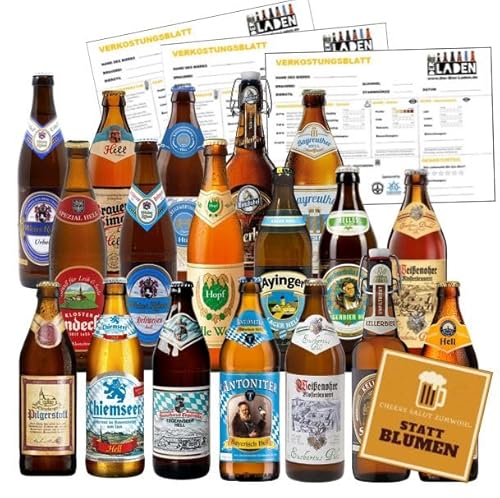 BIERPAKET 18 x 0,5L bayerische Biere Helles Märzen Kellerbier Weizen inkl. 1,44€ Pfand Geschenk Tasting Beer von ELBSCHLUCK