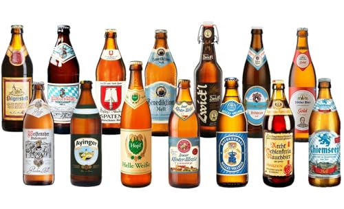 BIERPAKET 24 x 0,5L bayerische Biere Helles Märzen Kellerbier Weizen inkl. Pfand Geschenk Tasting Beer von ELBSCHLUCK