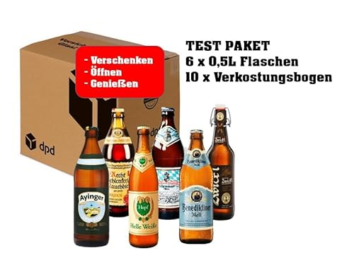 BIERPAKET 6x 0,5L Bier + 10 Verkostungsbögen Testpaket Biergeschenk Geschenk Pils Kellerbier Helles Weizen inkl. Pfand von ELBSCHLUCK