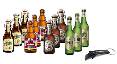 Bier Paket Norddeutsch 12 x 033L Astra Jever Flensburger Pils inkl. Pfand inkl. Öffner von ELBSCHLUCK