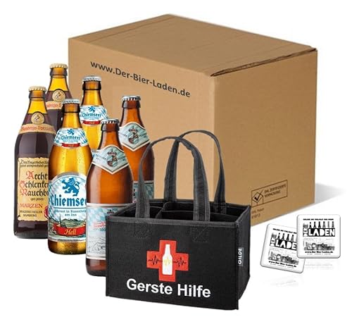 KÜSTENBUDDEL@ Tragetasche Geste Hilfe Filz Geschenk Bierset inkl. 6 x 500ml bayrisches Bier Tegernseer Chiemseer Schlenkerla von ELBSCHLUCK