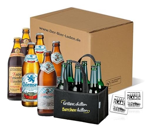 KÜSTENBUDDEL@ Tragetasche Grillen Chillen Filz Geschenk Bierset inkl. 6 x 500ml bayrisches Bier Tegernseer Chiemseer Schlenkerla von ELBSCHLUCK
