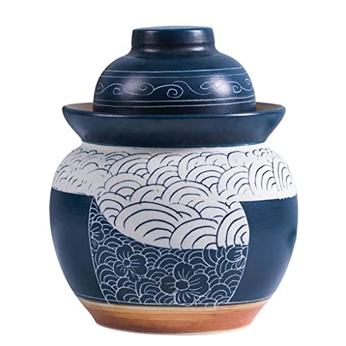 Keramisches Einmachglas mit Deckeln, Einmachglas, traditionelles chinesisches Gärglas aus Keramik, Einmachglas mit wasserdichtem Luftschleusendeckel, großes, verdicktes Einmachglas aus Keramik for Kim von ENSDIEPLS