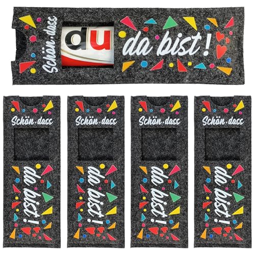 ENYACOS 12 Stück Schön, dass du da bist Filzhüllen – Nachhaltige Geschenke für Hochzeit, Geburtstag, Taufe, Kommunion, Konfirmation, Jugendweihe, Dankeschön-Geschenk, Ohne Schokolade (B) von ENYACOS