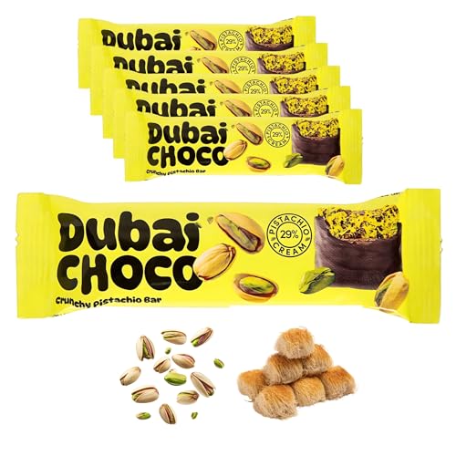 Dubai Schokolade 5 Riegel - Knusprige Schokoladentafel mit zarter Pistaziencreme und Kadayif - Premium Schokolade aus Dubai - Original Dubai Schokolade (5x55g) (5er-Pack) von EP Bar