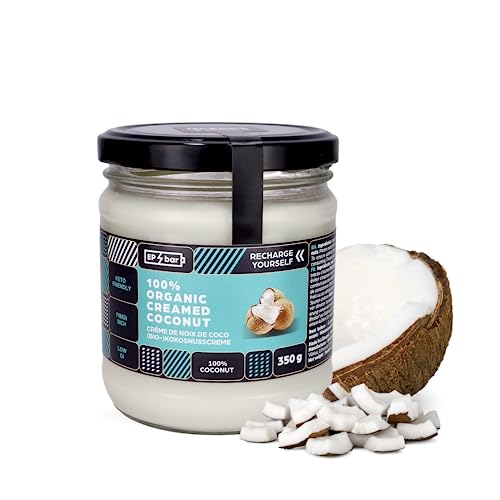 EP Bar Kokosnusscreme 100% - Vegan & Keto Kokosöl, kaltgepresst, naturbelassen ohne Zusatzstoffe Fett zum Kochen Weiß, Ohne Zuckerzusatz Kokosfett nativ und Naturrein - 350g Glas von EP Bar