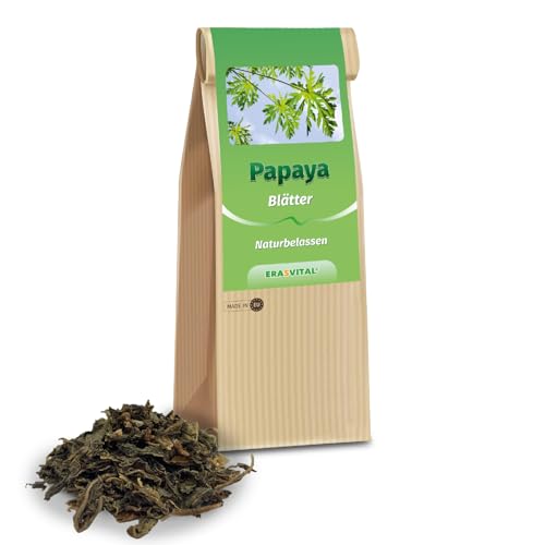 Papaya-Blätter und Papaya-Stängel luftgetrocknet und geschnitten ohne weitere Zusatzstoffe (250 g (1 er Pack)) von ERASVITAL