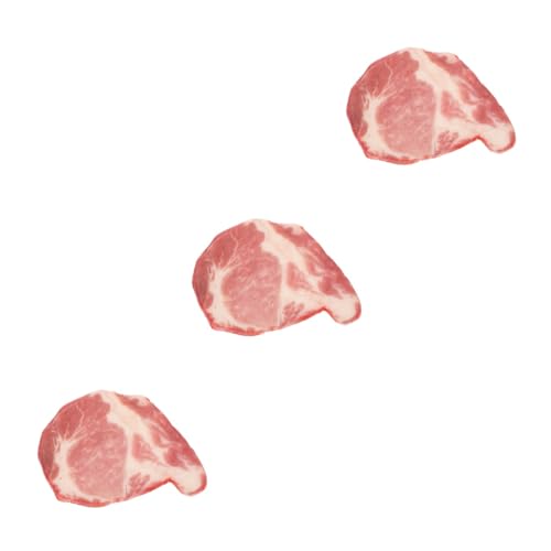ERINGOGO 3st Simulation Von Rindfleischscheiben Gefälschter Burger Simuliertes Rindfleisch Tischdekoration Fleisch Faux-Fleisch-Modell Gefälschte Rindfleischscheibe PVC Wagyu Lebensmittel von ERINGOGO