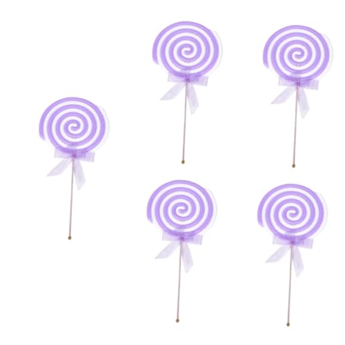 ERINGOGO 5st Schaumlutscher Lutscher Süßigkeiten Requisiten Riesige Lollipop-Requisite Gefälschte Süßigkeiten Partyzubehör Für Prinzessinnen Kind Holzstapel Riese Kunststoff Violett von ERINGOGO