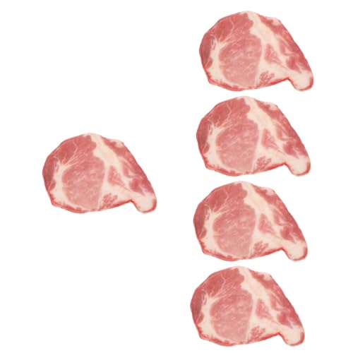 ERINGOGO 5st Simulation Von Rindfleischscheiben Künstliches Fleischmodell Naturgetreues Rindfleischdekor Gefälschte Fleischmodelle Wagyu-rindfleisch PVC Mittagessen Fleisch Westlicher Stil von ERINGOGO