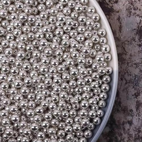 Silberperlen DIY Kuchen Backen Streusel Silber Liebe Hochzeitstorte Dekoration-7mm Silberperlen, 200g von ESCATIC