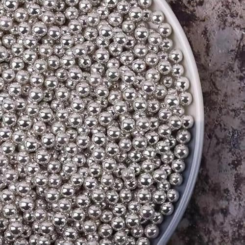 Silberperlen DIY Kuchen Backen Streusel Silber Liebe Hochzeitstorte Dekoration-7mm Silberperlen, 200g von ESCATIC