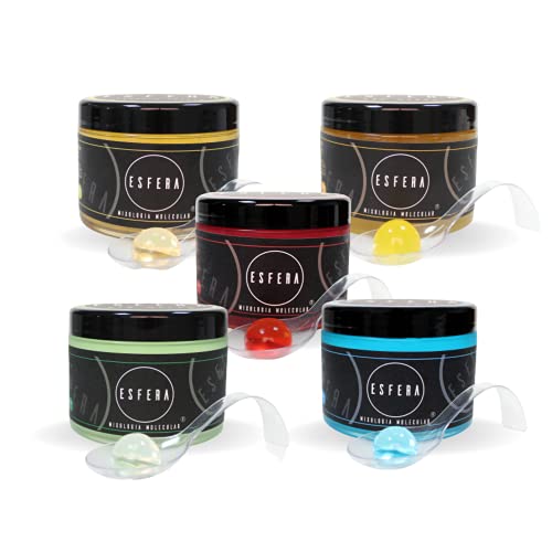 150 Kugeln aus Gin Tonic, Melonen-Gin, Mango-Rum, Hibiskus-Wodka und Vermouth Golden - Molekular Cocktails - Packung mit 5 Geschmacksrichtungen - Kühl Servieren - Molekulare Küche - Esfera MM Club 150 Kugeln aus Gin Tonic, Melonen-Gin, Mango-Rum, Hibiskus-Wodka und Vermouth Golden - Molekular Cocktails - Packung mit 5 Geschmacksrichtungen - Kühl Servieren - Molekulare Küche - Esfera MM Club von ESFERA MIXOLOGIA MOLECULAR