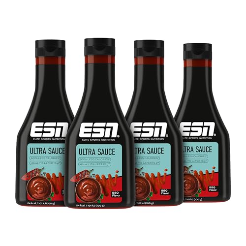 ESN Premium Ultra Sauce, BBQ, 4 x 285 ml, Ideale Sauce für Diät und bewusste Ernährung von ESN