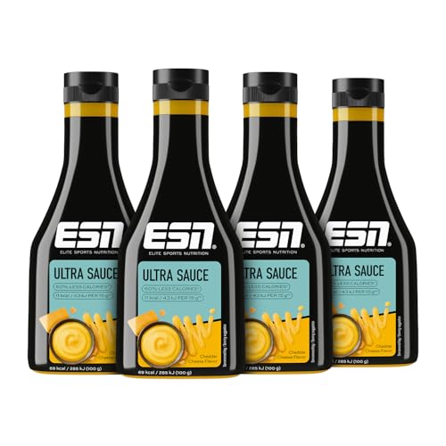 ESN Premium Ultra Sauce, Cheddar Cheese, 4 x 285 ml, Ideale Sauce für Diät und bewusste Ernährung von ESN