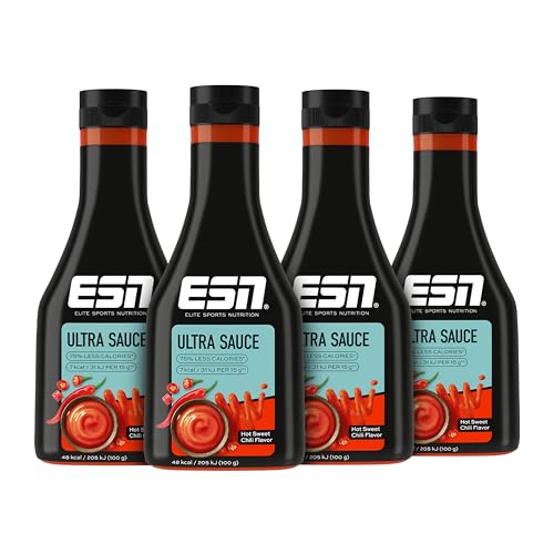 ESN Premium Ultra Sauce, Hot Sweet Chili, 4 x 285 ml, Ideale Sauce für Diät und bewusste Ernährung von ESN