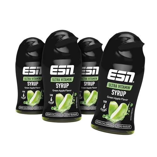 ESN Ultra Vitamin Syrup, 4er Pack, 4 x 65ml - Green Apple, mit Vitaminen für je 6 Liter Fertiggetränk von ESN