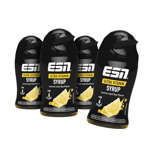 ESN Ultra Vitamin Syrup, 4er Pack, 4 x 65ml - Lemon Iced Tea, mit Vitaminen für je 6 Liter Fertiggetränk von ESN