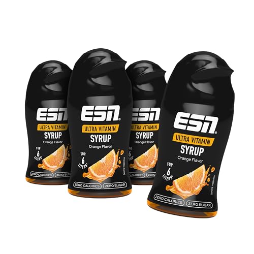 ESN Ultra Vitamin Syrup, 4er Pack, 4 x 65ml - Orange, mit Vitaminen für je 6 Liter Fertiggetränk von ESN