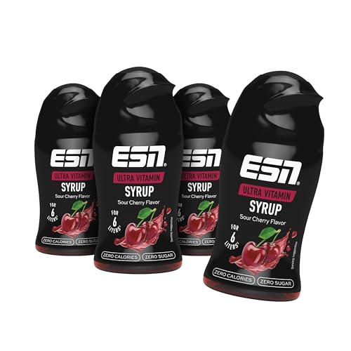 ESN Ultra Vitamin Syrup, 4er Pack, 4 x 65ml - Sour Cherry, mit Vitaminen für je 6 Liter Fertiggetränk von ESN