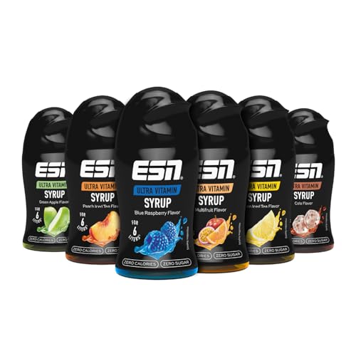 ESN Ultra Vitamin Syrup, 6 x 65ml, mixed Bundle, zuckerfreier Sirup mit Vitaminen und zero Kalorien für bis zu 36 Liter Fertiggetränk - made in Germany, Sorten können variieren von ESN