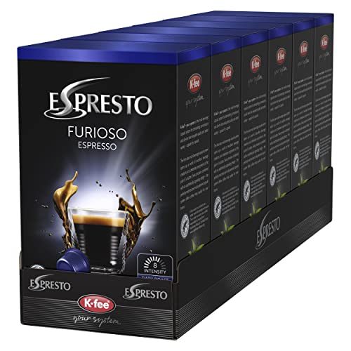 ESPRESTO Kaffeekapseln Furioso – Espresso, Intensität 8/12, kompatibel mit K-fee, RFA zertifiziert, Kaffee für jede Gelegenheit, 96 Kapseln von ESPRESTO