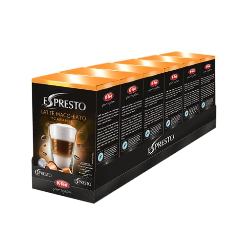 ESPRESTO Latte Macchiato Typ Caramel | Kaffeekapseln & Milchkapseln | kompatibel mit K-fee - your System | RFA zertifiziert | 48 Kaffee-Kapseln & 48 Milch-Kapseln von ESPRESTO