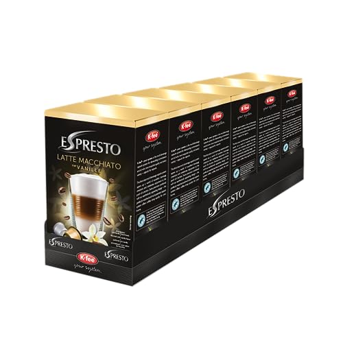 ESPRESTO Latte Macchiato Typ Vanille | Kaffeekapseln & Milchkapseln | kompatibel mit K-fee - your System | RFA zertifiziert | 48 Kaffee-Kapseln & 48 Milch-Kapseln, 1 Stück (6er Pack) von ESPRESTO