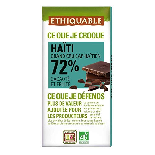 Ethiquable - Schwarze Schokolade 72% Kakao D'Haiti Bio 100G - Lot De 4 - Preis pro Los - Schnelle Lieferung von ETHIQUABLE