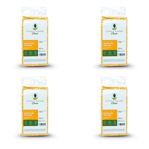 Ethnic Aahar Mung Dal Yellow 1kg - Classic Yellow Mung Beans for Dal & Curries (Pack Of 4) von ETHNIC AAHAR