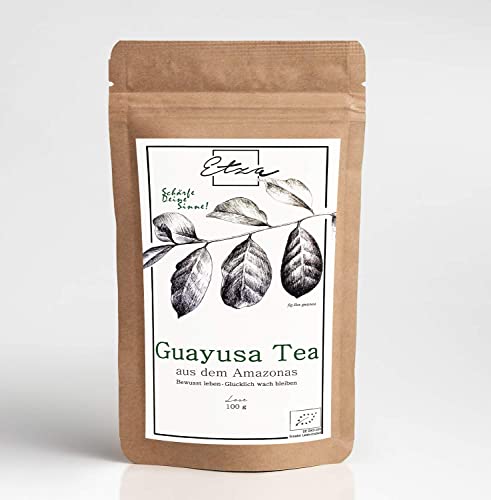 Bio Guayusa Tee aus dem Amazonas, lose 100g - Langanhaltende und fokussierende Energie - Vollgepackt mit Koffein und Antioxidantien - Perfekte Kaffeealternative - Feinschnitt von Etza