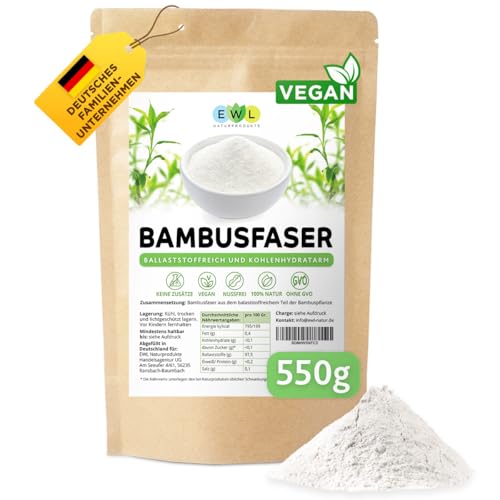 Bambusfasern 550g Vorteilspack │Herstellung und Produktion in Deutschland│Kontrollierte Qualität│Fein und schonend Vermahlen 550g von EWL Naturprodukte