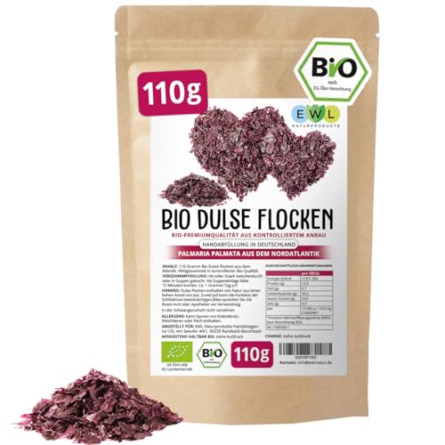 Dulse Algen Bio Dulse Flocken Lappentang aus dem Atlantik Bio 110 Gramm aus biologischem Anbau kontrolliert und abgefüllt bei uns in Deutschland von EWL Naturprodukte