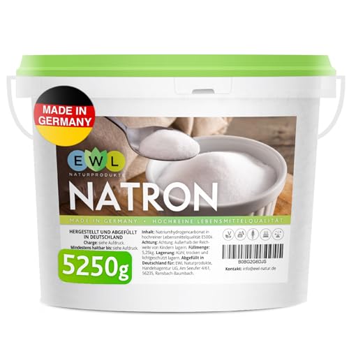 EWL Naturprodukte Natron Pulver Baking Soda 5,25kg I Deutsche Herstellung u. Abfüllung I Hochreine Lebensmittelqualität I Backpulver I Recyclefähiger, wiederverschließbarer Eimer EWL Naturprodukte Natron Pulver Baking Soda 5,25kg I Deutsche Herstellung u. Abfüllung I Hochreine Lebensmittelqualität I Backpulver I Recyclefähiger, wiederverschließbarer Eimer von EWL Naturprodukte