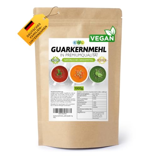 EWL Naturprodukte Guarkernmehl Verdickungsmittel Bindemittel E 412 3.500 cps Carb Guar Gum | in Deutschland kontrolliert und abgefüllt | 1kg von EWL Naturprodukte