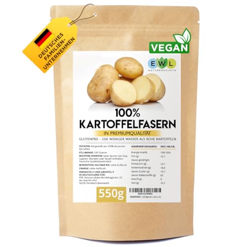 Kartoffelfasern Kartoffelmehl Kartoffelfasermehl I Aus deutschen Kartoffeln I Kontrolliert und abgefüllt in Deutschland Kartoffelfaser im wiederverschließbaren Beutel 550g von EWL Naturprodukte