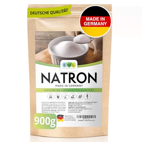Natron Pulver, Baking Soda 900g, Deutsche Herstellung u. Abfüllung, Hochreine Lebensmittelqualität von EWL Naturprodukte