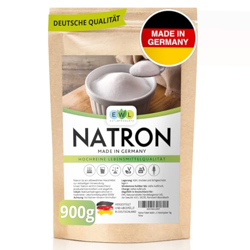 Natron Pulver, Baking Soda 900g, Deutsche Herstellung u. Abfüllung, Hochreine Lebensmittelqualität von EWL Naturprodukte