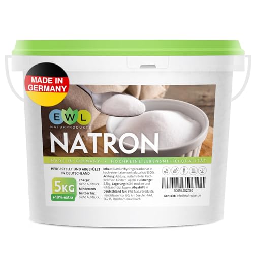 Natron Pulver 5,5kg Vorteilspack Hochreine deutsche Natron Lebensmittelqualität Deutsche Herstellung u. Abfüllung Backpulver Natronpulver Bakingsoda von EWL Naturprodukte