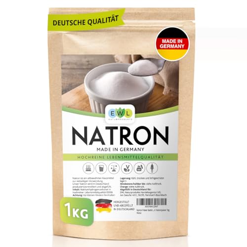 Natron Pulver Backing Soda 1kg I Deutsche Herstellung u. Abfüllung I Hochreine Lebensmittelqualität I Natronpulver 1kg von EWL Naturprodukte