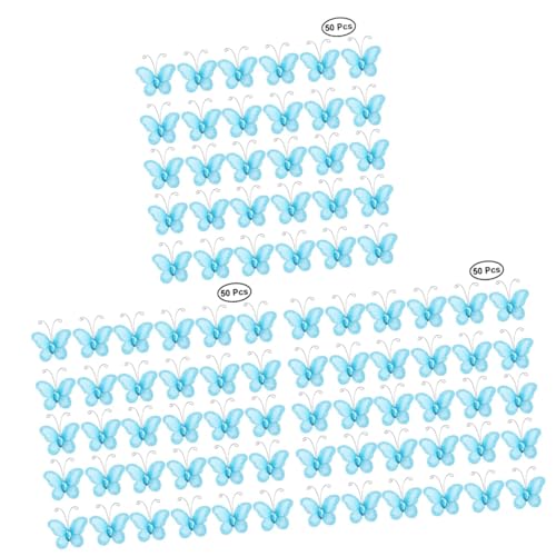 EXCEART 150 Stück Niedliche Transparente Glitzer-Kuchenverzierung Aus Netzstoff Für Hochzeiten Glitzernde Aufkleber Kuchendekorationen Blaue Edelsteine Glitzernde Schmetterlinge von EXCEART