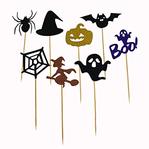 EXCEART 28 Halloween-Cupcake-Aufsätze, Halloween-Picks, Cupcake-Picks, Kürbis, Spinnen-Geist, für Halloween, Geburtstag, Partyzubehör von EXCEART