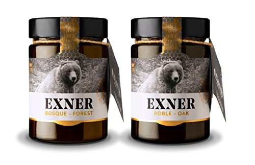 EXNER 100% Roher Honig - Artisan - 2 Sorten EICHE (450 g) und WALD (450 g) - Natur und Berg, rein, ungefiltert, nicht pasteurisiert, glutenfrei von EXNER