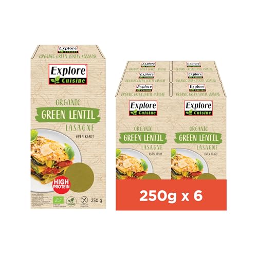 Explore Cuisine Bio Lasagne aus Grünen Linsen – Glutenfreie Lasagne-Platten aus Linsenmehl, pflanzliche Protein Pasta, ideal bei Zöliakie, vegan, 6x 250g von EXPLORE CUISINE