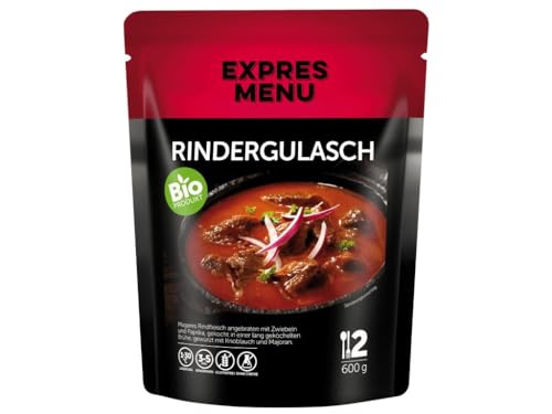 EXPRES MENU BIO Rindergulasch | mit leckerer Soße |Traditionelles ungarisches Gericht | Fertiggericht | Glutenfrei | 2 Portionen von EXPRES MENU
