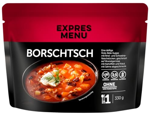 EXPRES MENU Borschtsch mit Roter Bete, Rind- und Schweinefleisch | Herzhaft und gesund | Fertigsuppe (1 Portion) von EXPRES MENU