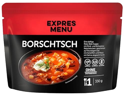 EXPRES MENU Borschtsch mit Roter Bete, Rind- und Schweinefleisch | Herzhaft und gesund | Fertigsuppe | 1 Portion von EXPRES MENU