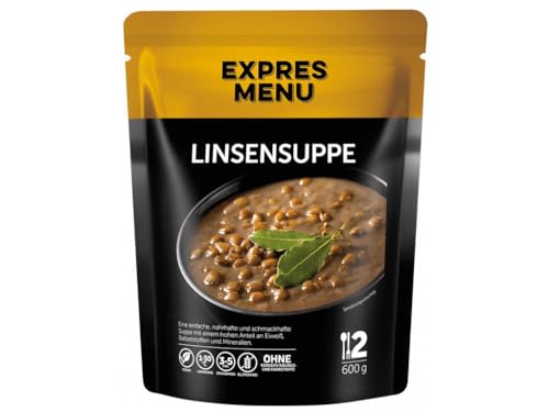 EXPRES MENU Linsensuppe | voller Eiweiß, Ballaststoffe und Mineralien | Vegan und glutenfrei | Fertiggericht | 2 Portionen von EXPRES MENU