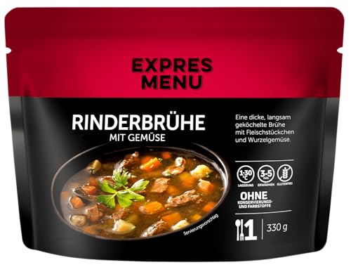 EXPRES MENU Rinderbrühe mit Gemüse | Mit Rindfleischstücken und Wurzelgemüse von EXPRES MENU